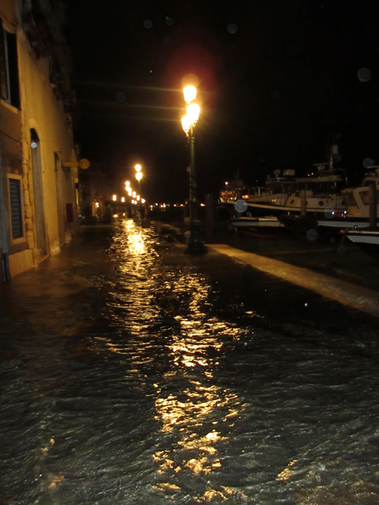 scene with flooded sidewalk