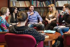 Students in a group talking