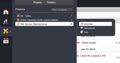 Screenshot: Project overview page