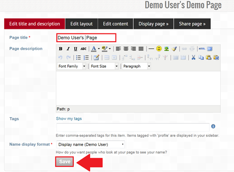 Screenshot Edit title and description page