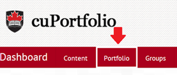 Screenshot of dashboard menu, portfolio tab highlighted