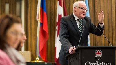 Dr. Dutkiewicz addressing the conference on Russia-Canada Arctic dialogue