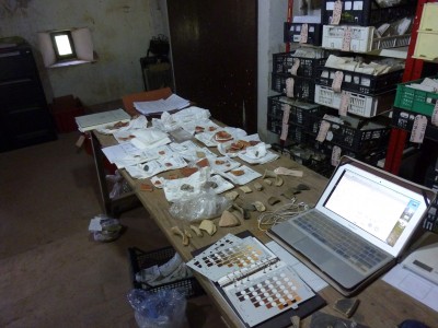 Archaeologists do detailed studies of artefacts, like this assortment of Roman pottery in Tuscany