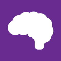 Healthy Minds Phone App Icon: White brain with purple background