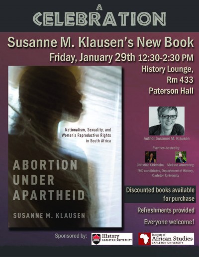 Poster for Abortion Under Apartheid book launch