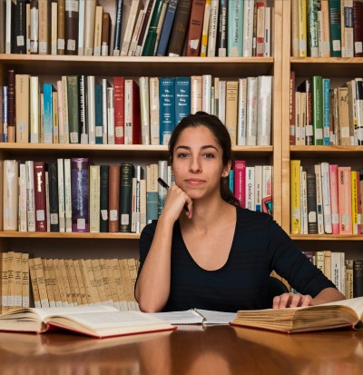 student in underhill reading room