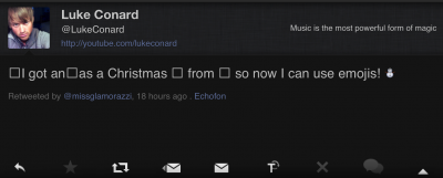 NotUsingUnicode Screen shot of tweet with special characters improperly rendered as boxes