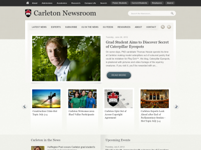 A snippet view of the Carleton Newsroom site.