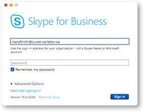 Skype-for-Business login prompt