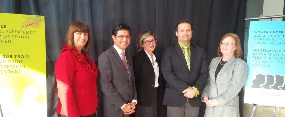 L-R: MPP Marie-France Lalonde, MPP Yasir Naqvi, Prof. Dawn Moore, Prof. Dale Spencer, and Prof. Katherine Kelly.