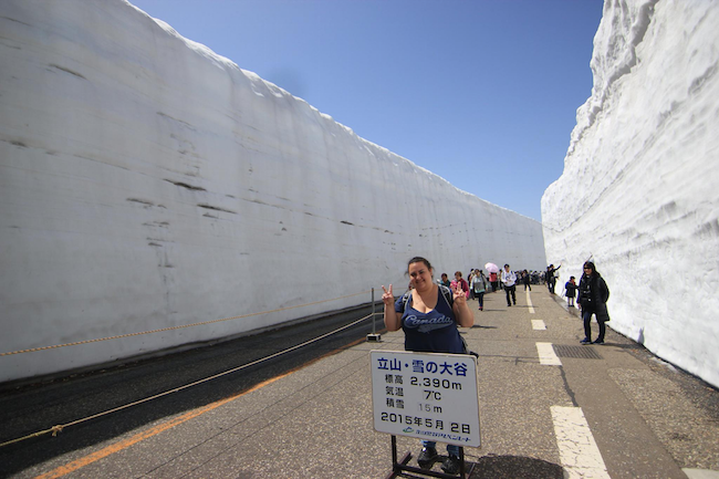 Mira in Japan between two huge snow walls