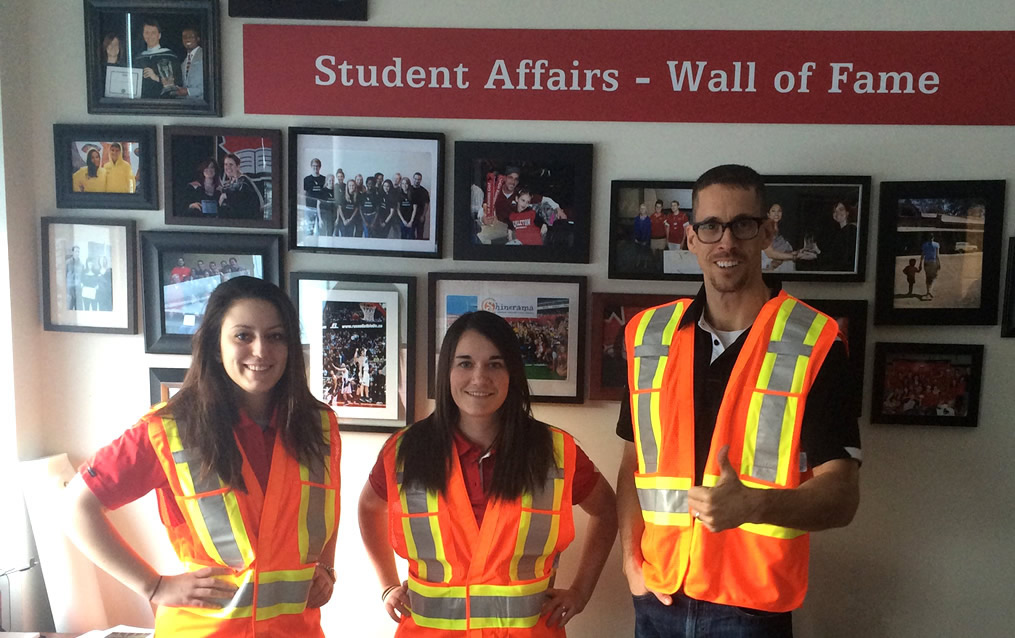 Student Affairs staff wearing safety vests