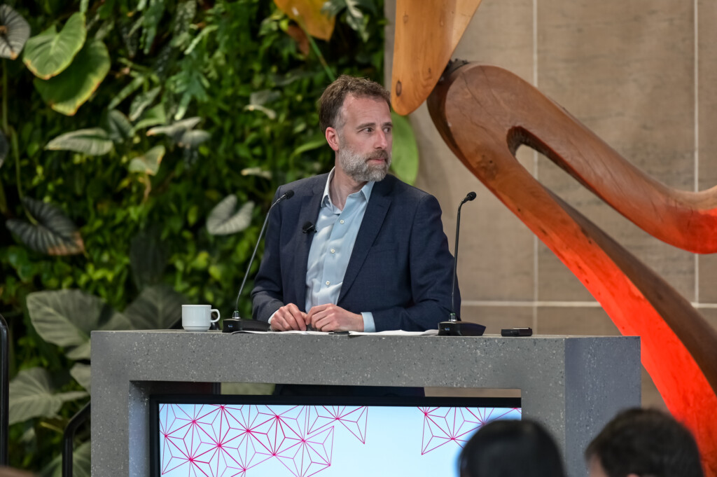 Aaron Freeman delivering opening remarks at EU-Canada Dialogue