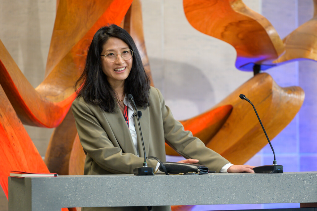 Mary Kang presenting on emissions from non-producing oil and gas wells.