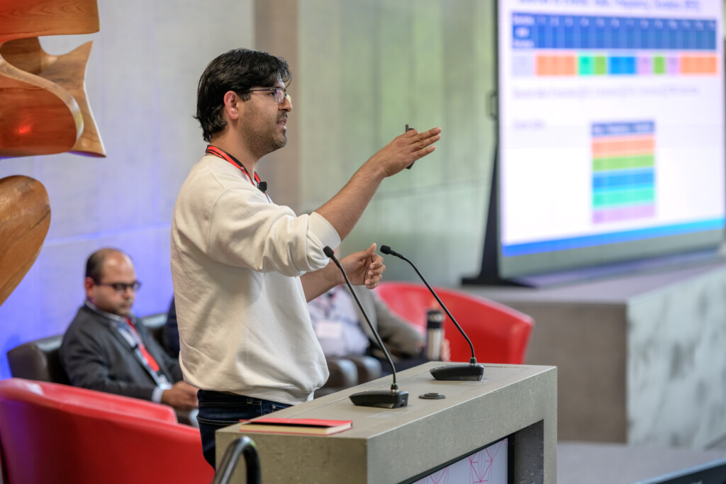 Sahil Bhandari presenting on spatiotemporal variability in methane emissions