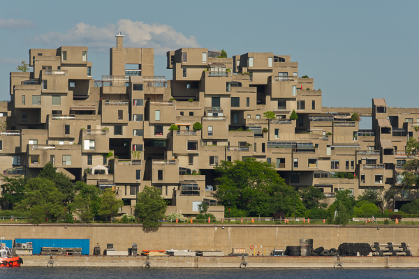 Modular concrete apartment blocks.