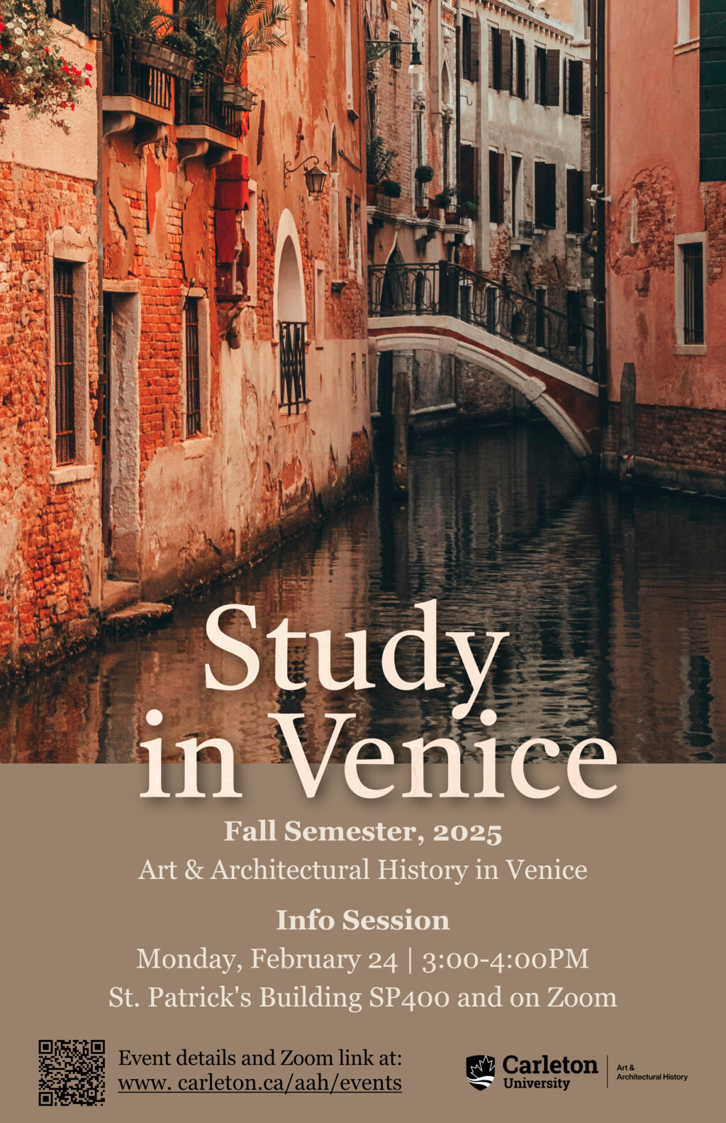 Poster for the Study in Venice information session.