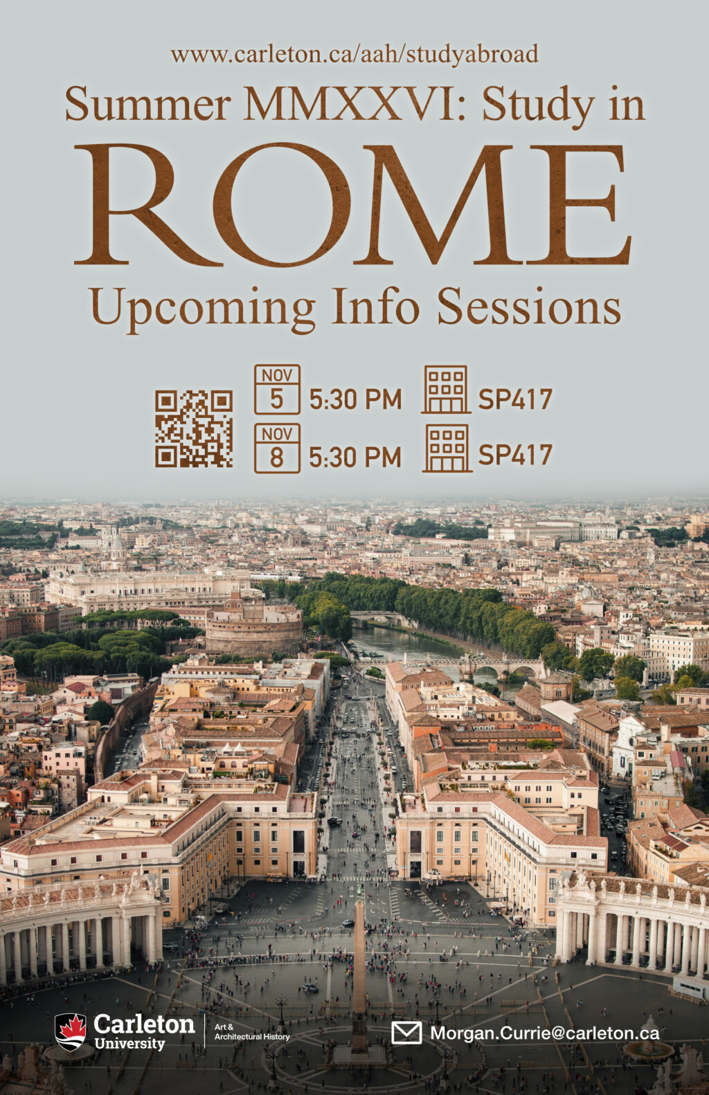 Study in Rome 2026 info session poster