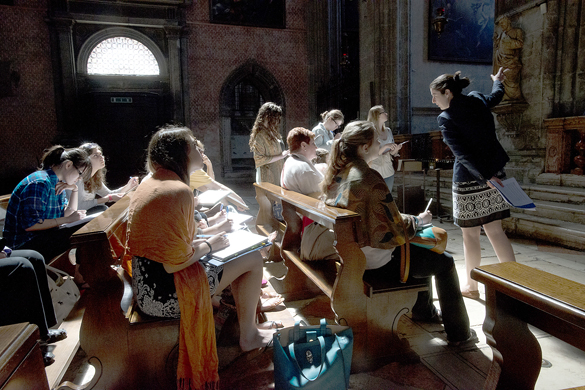 Allison Sherman teaching the the Church of the Frari, Venice