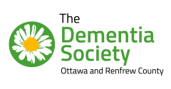The Dementia Society of Ottawa and Renfrew County logo. The logo includes the organization's name accompanied by an icon of a daisy in a green circle.