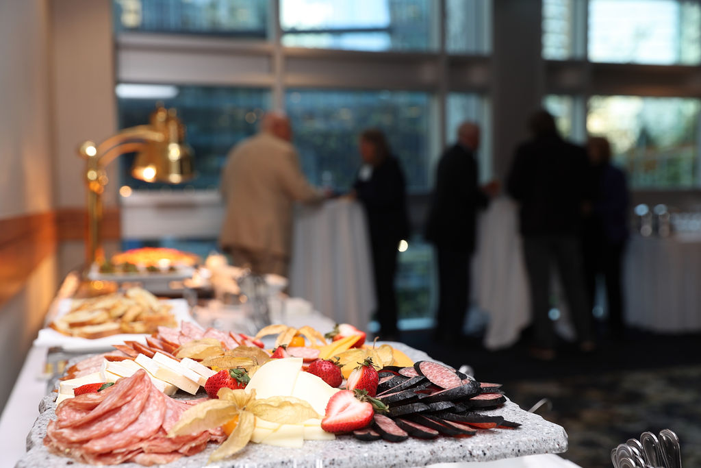 Refreshment table at Carleton's reception in Vancouver on April 23, 2026.