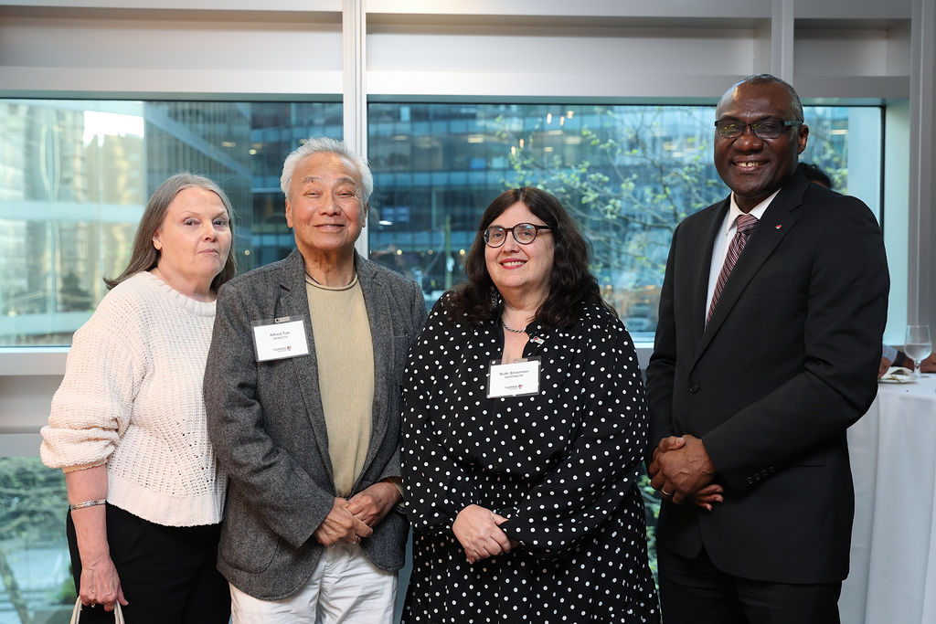 President Wisdom Tettey chats with guests at Carleton's reception in Vancouver on April 23, 2026.