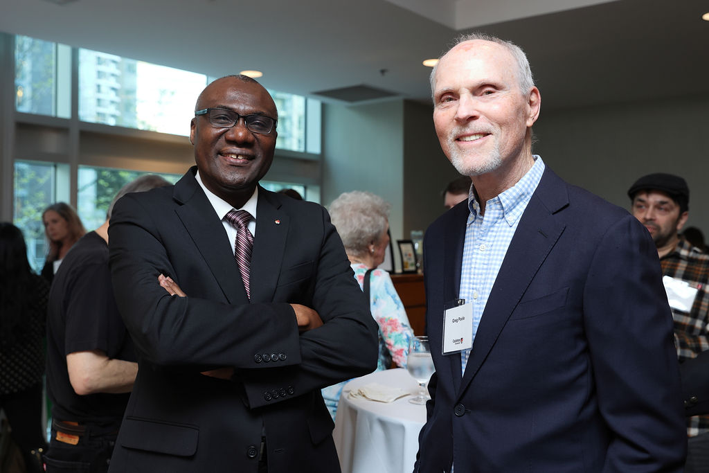 President Wisdom Tettey with guest at Carleton's reception in Vancouver on April 23, 2026.