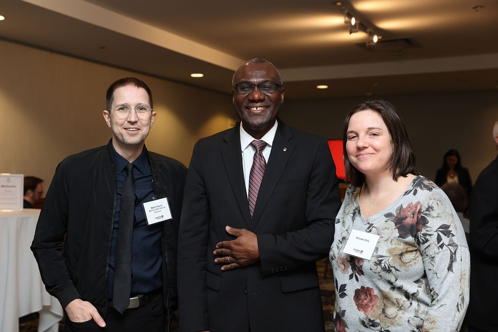 President Wisdom Tettey with guests at Carleton's reception in Vancouver on April 23, 2026.
