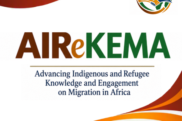 The text reads Advancing Indigenous and Refugee Knowledge and Engagement in Africa
