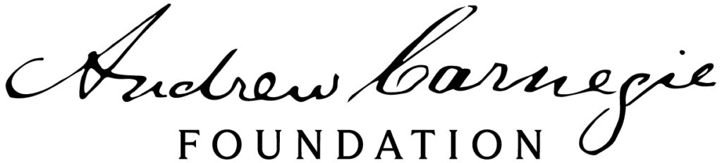 Cursive text Andrew Carnegie with foundation in all capitals.
