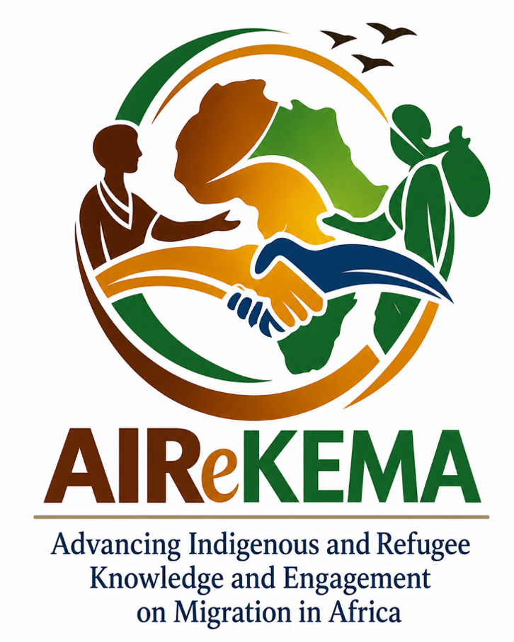 AIReKEMA logo featuring a stylized map of Africa, two figures reaching toward each other, a handshake.