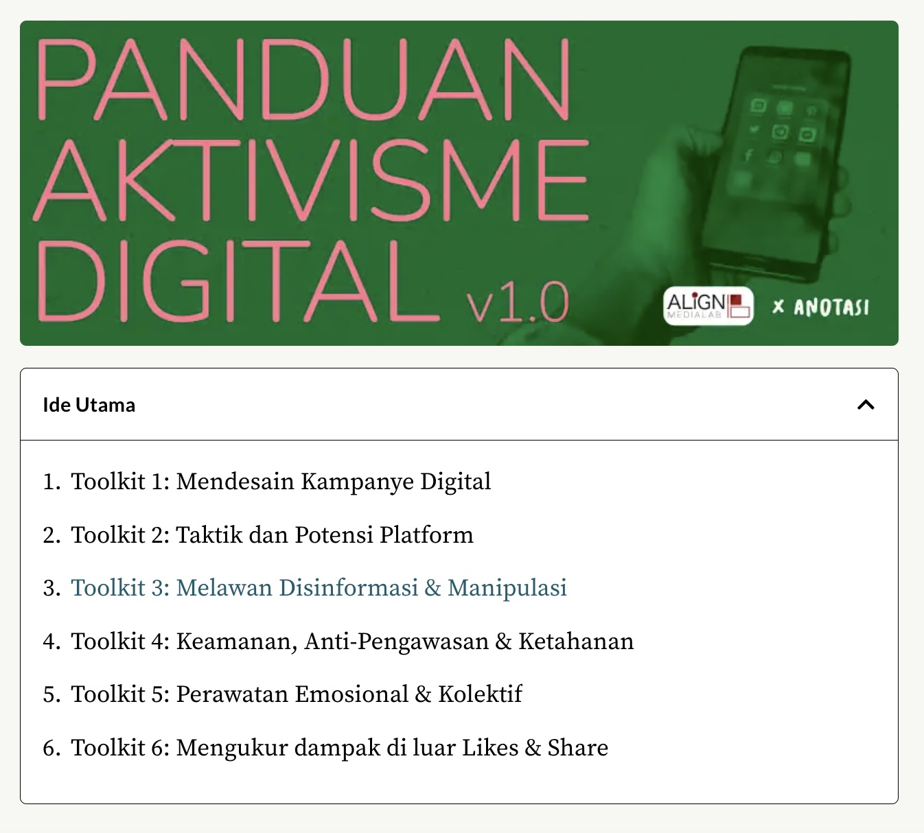 cover page of digital activism toolkit