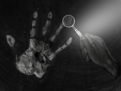 an image of hands under scrutiny of magnifying glass