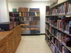 The AVRC's open-stack catalogue, slide, and periodical collection.