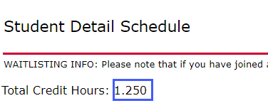 text with blue box around total credit hours