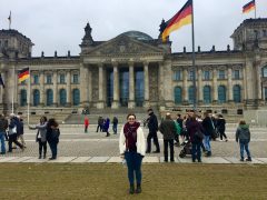 Image of student in front of a German University while on a Letter of Permission