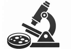 Line art of a microscope