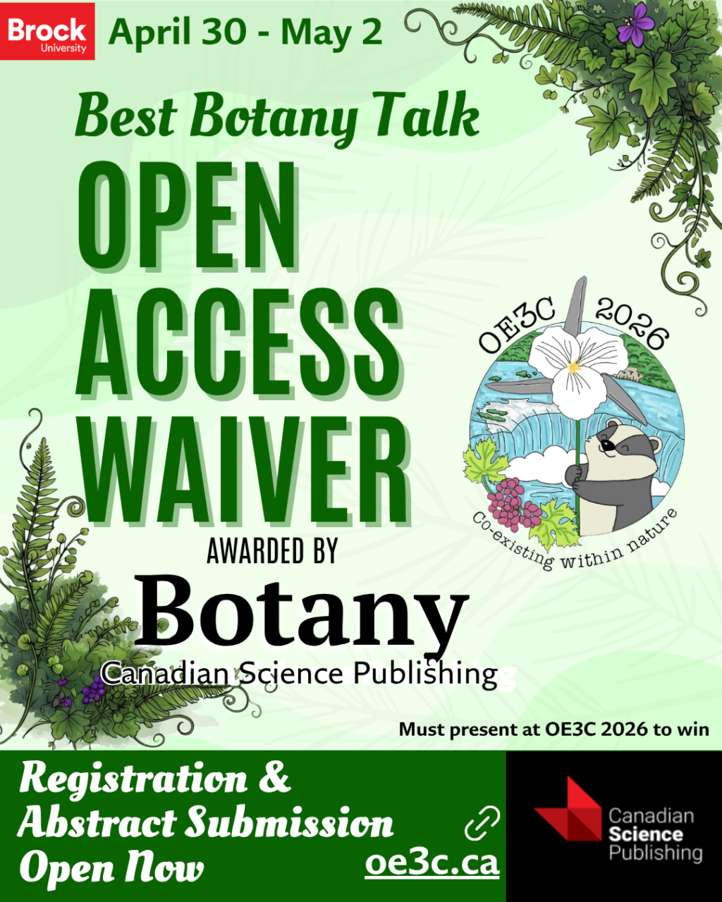 Best Botany Talk OPen Access Waiver Awarded by Botany Canadian Science Publishing