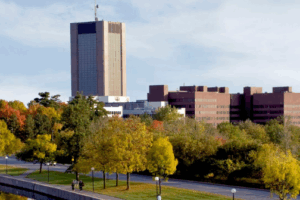 Dunton tower in a fall scenery