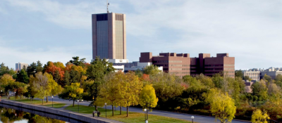 Dunton tower in a fall scenery