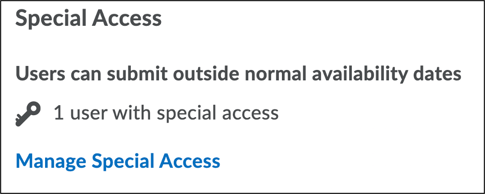 Screenshot of the Special Access section.