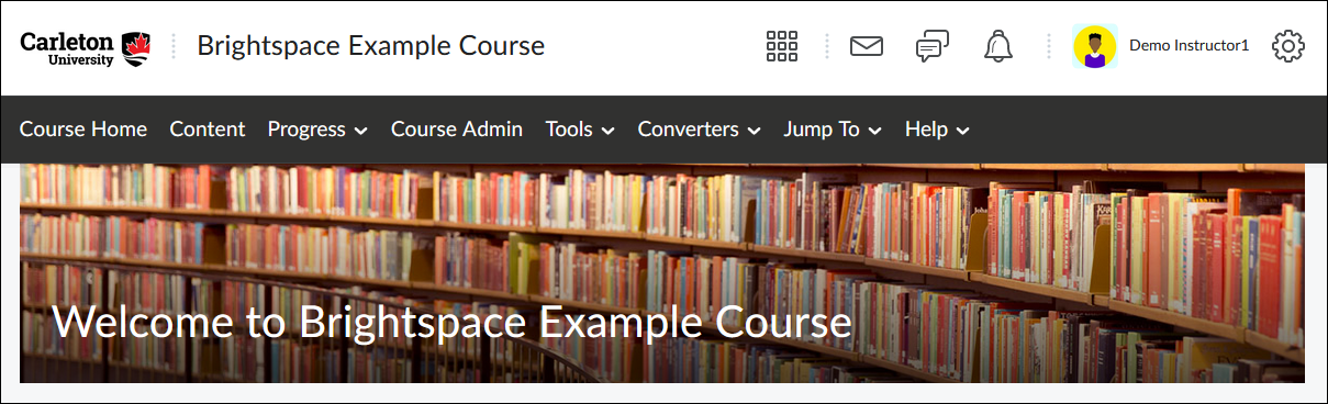 Screenshot of a Brightspace Course banner