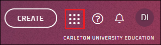 Screenshot of mini-navbar with red callout around waffle icon.