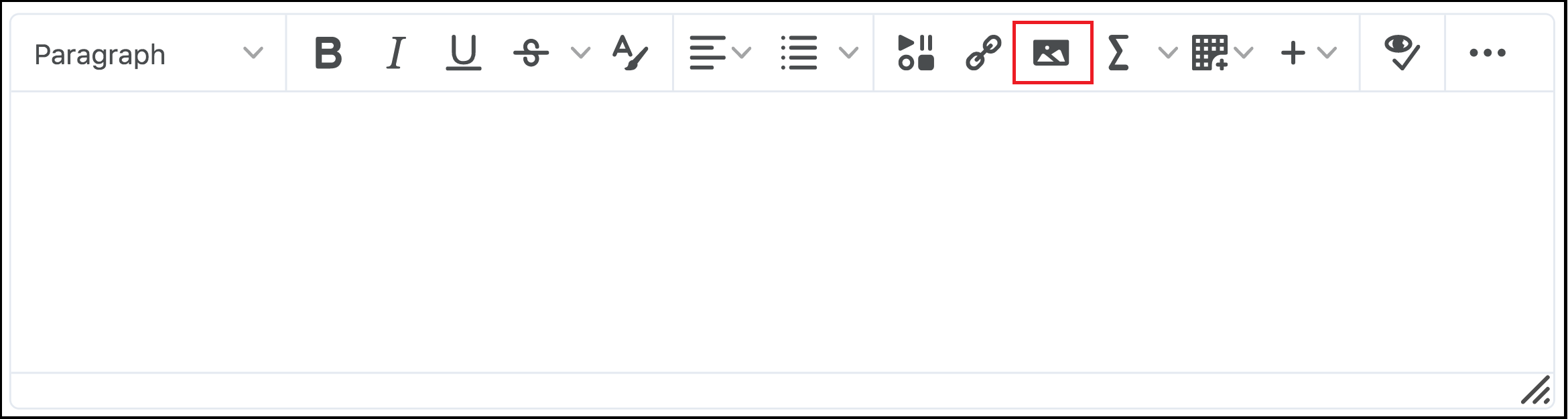 Screenshot of HTML Editor with red callout around Insert Image icon.