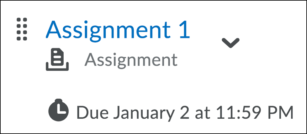 Screenshot of assignment as a link in a module.
