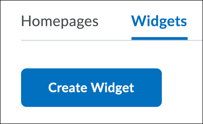 Screenshot of the Create Widget button under the Widgets tab.
