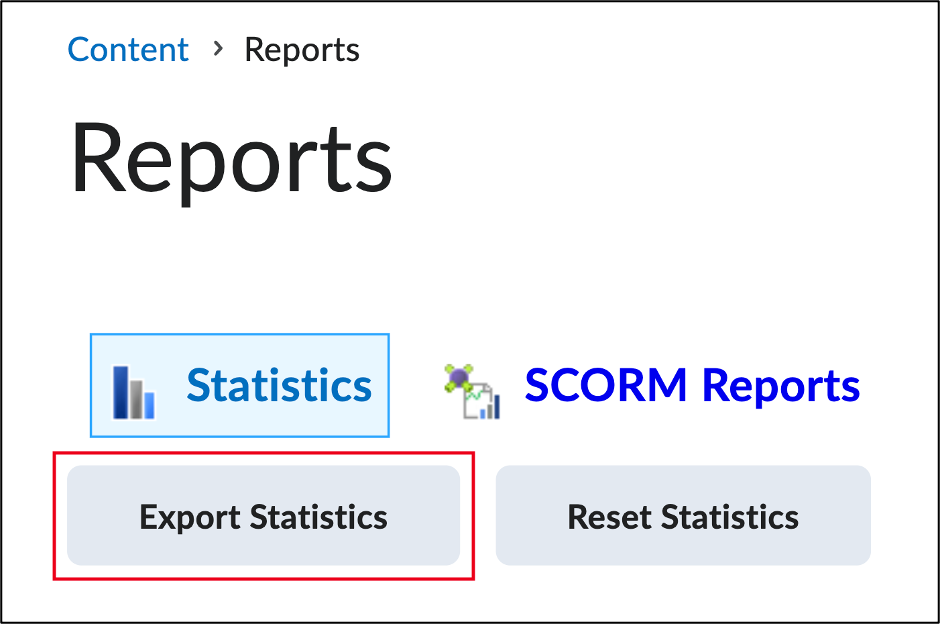Screenshot of the Export Statistics button