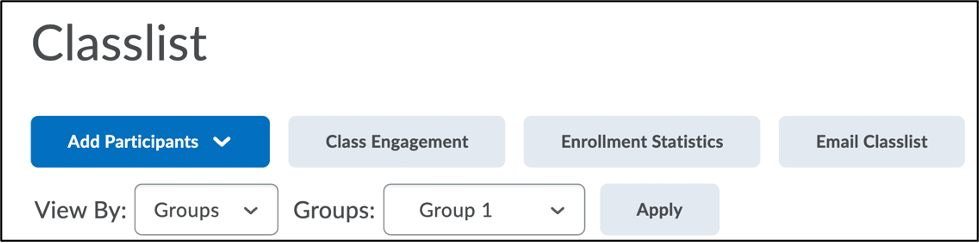 Screenshot of sample group selected in the Groups pulldown menu.