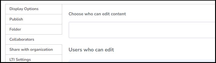 Screenshot of the choose who can edit content field in the H5P collaborators tab.