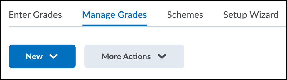 Screenshot of the manage grades tab.